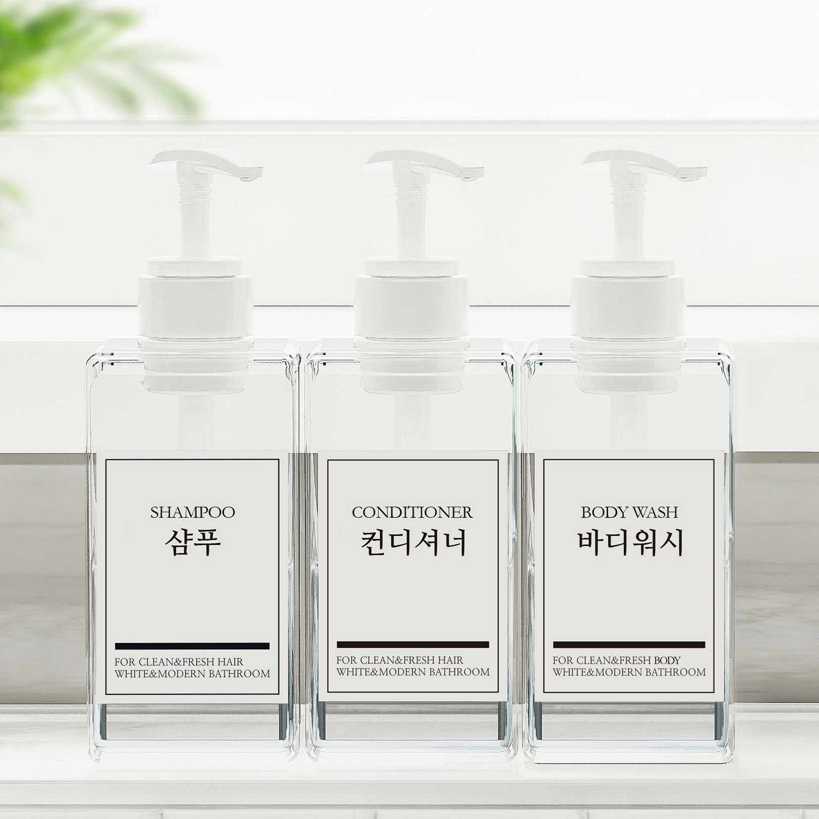 세제 디스펜서 3종 샴푸디스펜서 욕실 500ml 골드펌프 한글 백색용기 이미지 8