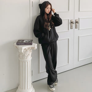 여성 트레이닝세트 츄리닝 조거 와이드 오버핏 후드 트레이닝복 상하세트 기... 착용 후기 | 사이즈/핏 총정리 - 상품 이미지 3