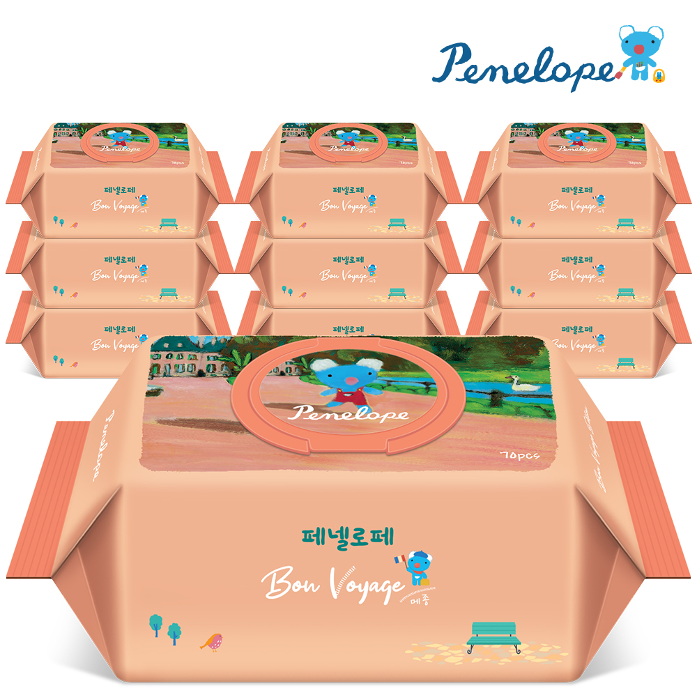 페넬로페 아기물티슈 본보야지 메종 캡형 70매, 10개 - 상품 이미지