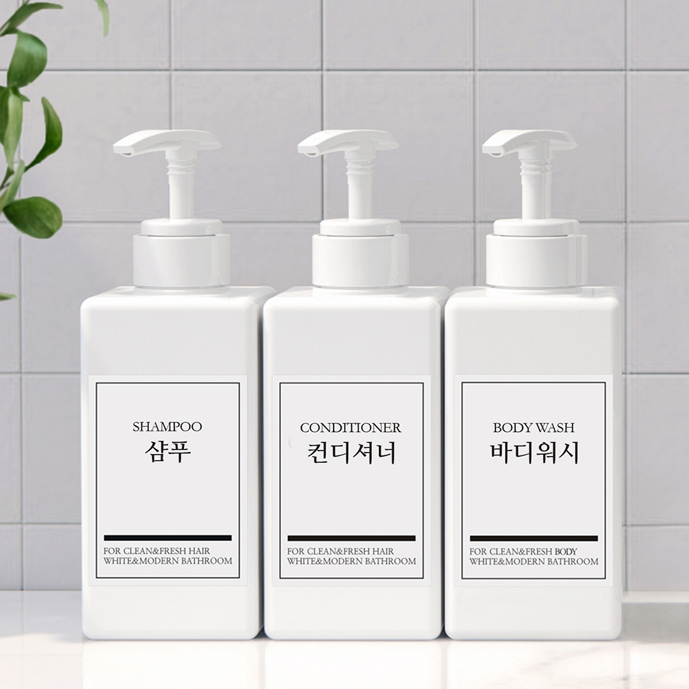 세제 디스펜서 3종 샴푸디스펜서 욕실 500ml 골드펌프 한글 백색용기 - 상세 이미지 4
