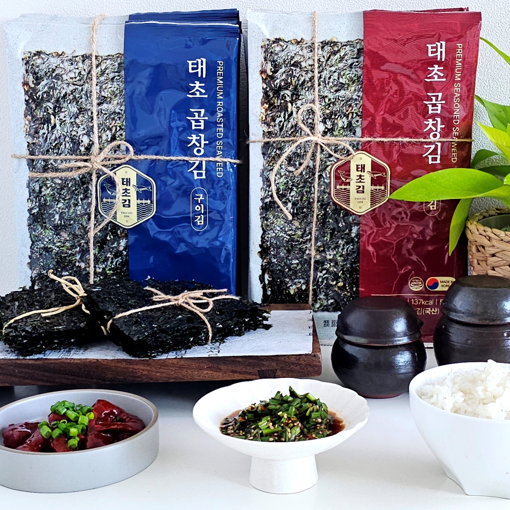 태초김 전장김 무조미 구운김+짭조름한 조미김 세트 구성