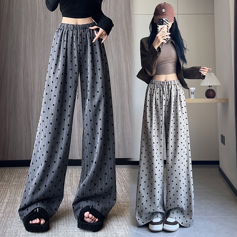 도트 바지 폴카 와이드핏 편한 허리까지오는 팬츠 - 상세 이미지 2