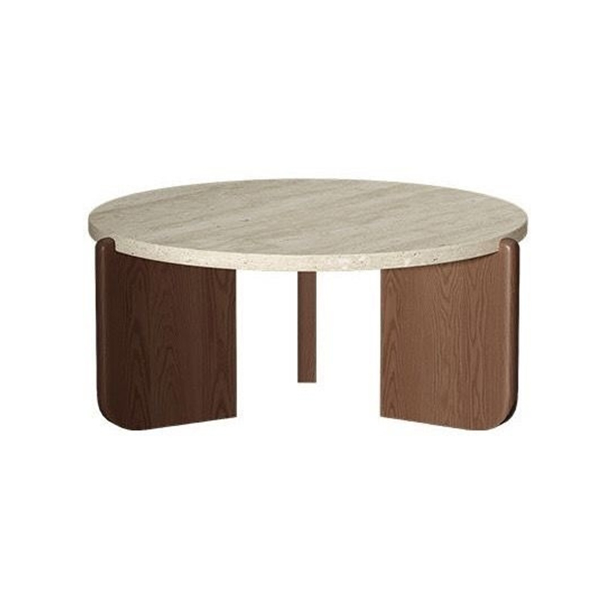 러스틱 아크 트레버틴 마블링 커피 티 대리석 테이블 80cm