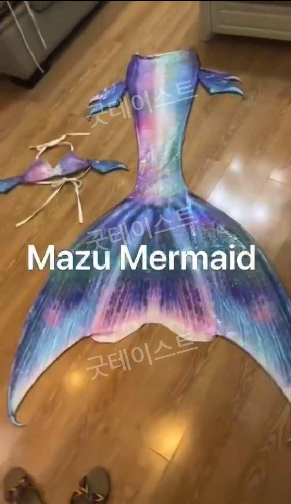 머메이드 아웃핏 인어공주 다이빙 슈트 아쿠아리움 수족관 공연복 Lycra 라이크라 원단 그라데이션 오렌지 그린 S - 상세 이미지 3