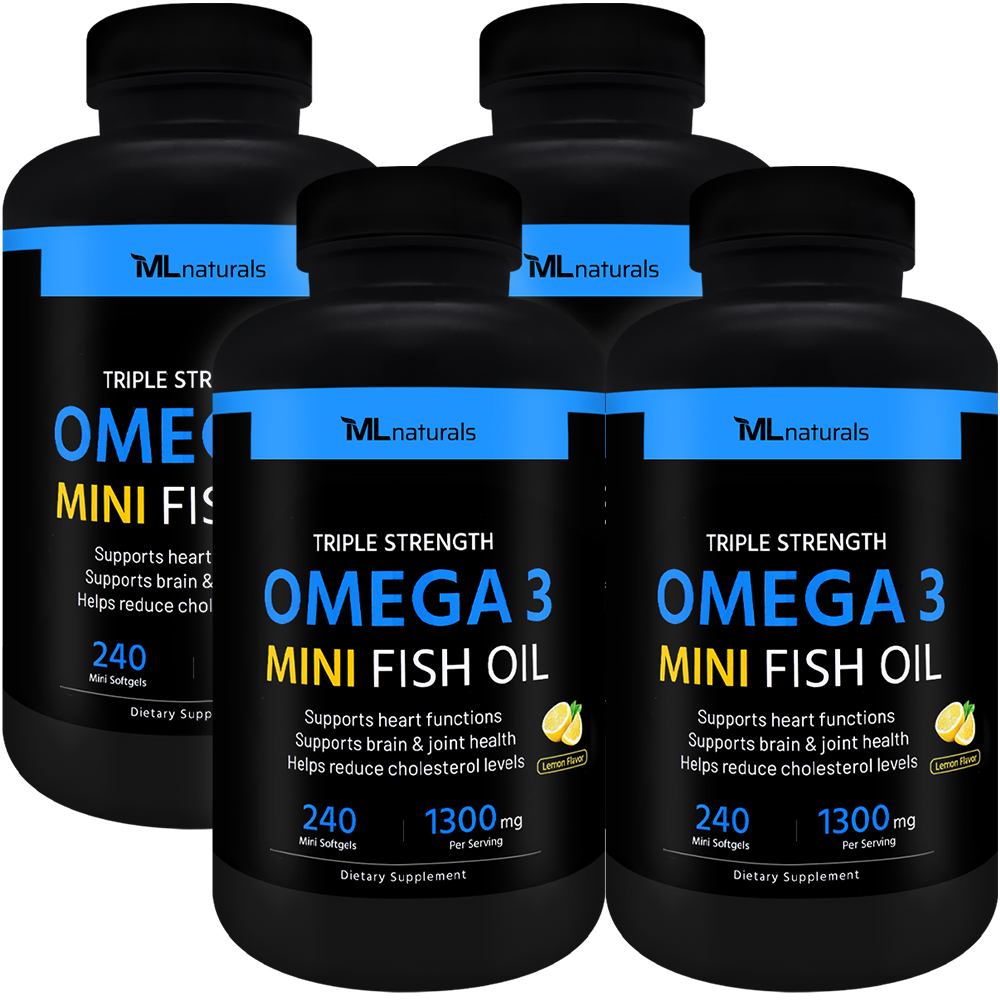 마이라이프내추럴스 오메가3 미니 피시 오일 1300mg 알약 소프트젤 240캡슐, 4개 - 메인 이미지