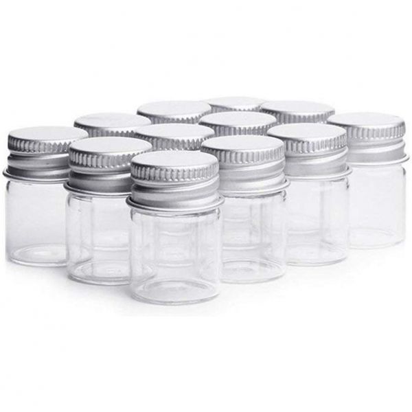 12PCS 5ml 투명 유리 귀여운 강한 장식 병 바이알 튜브 항아리 캔 용기 화장품 분사 샘플 메시지 에센셜 오일 파우더 보관 희망 : 일오공상사-