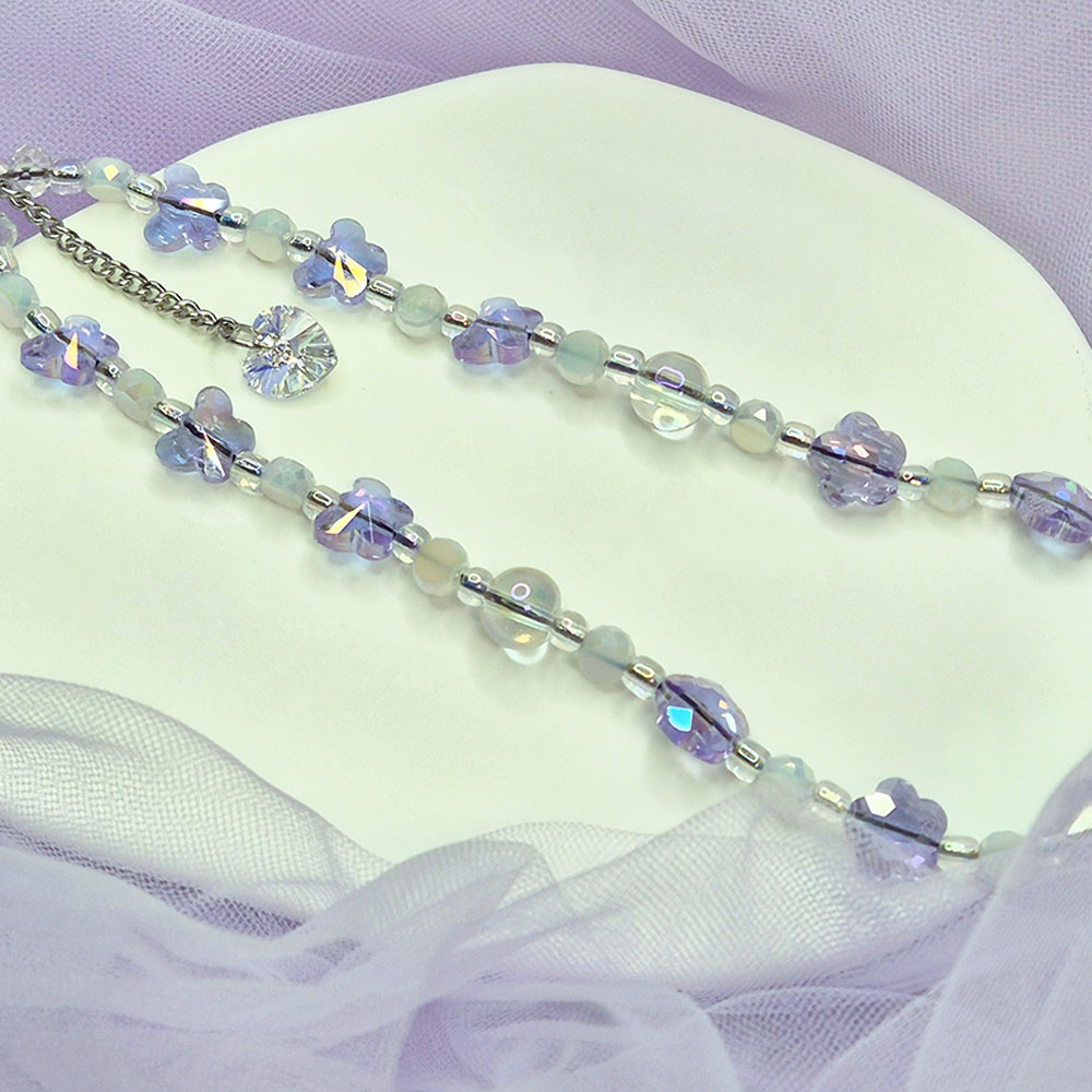 라일락 비즈스트랩 핸드폰줄 휴대폰스트랩 폰꾸미기 폰꾸 백꾸 다꾸 가방키링 키링