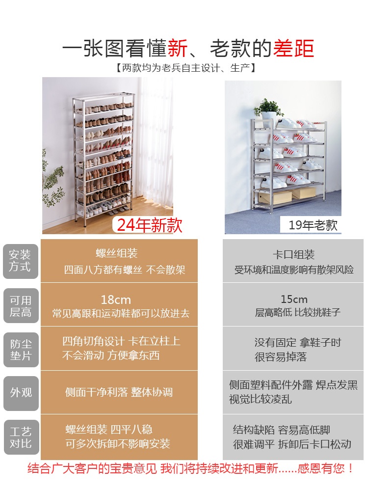 스테인레스 신발 보관함 대용량 금속 신발 랙 발코니 업소용 가게 - 상세 이미지 3