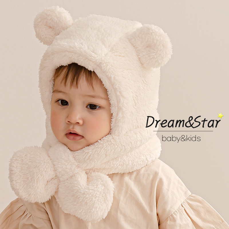 꿈과별 폴러베어 모자머플러 유아털모자 아기목도리 귀달이 겨울 방한모