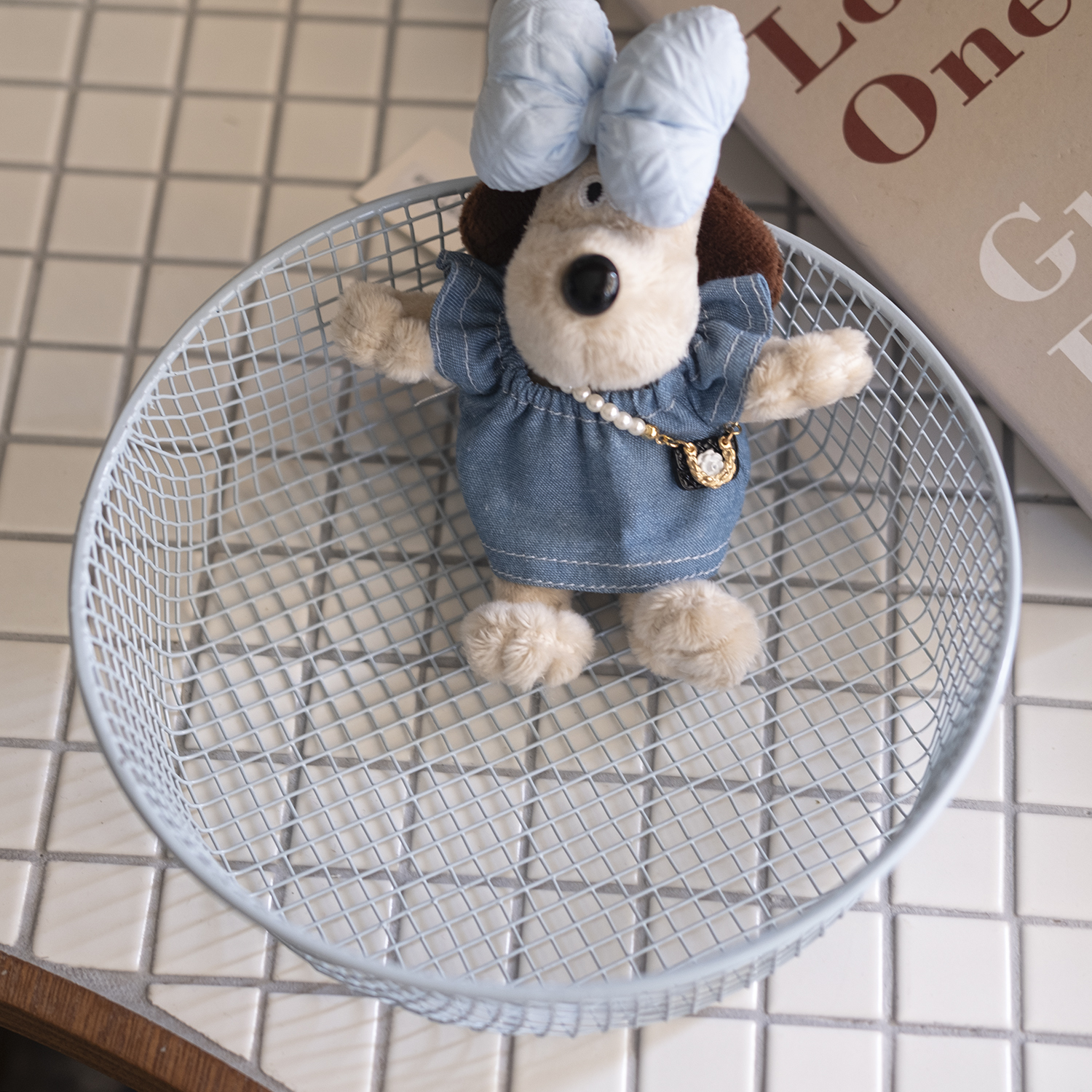 레트로 파스텔톤 철제 원형 바스켓 과일 바구니 주방 정리 와이어 수납함