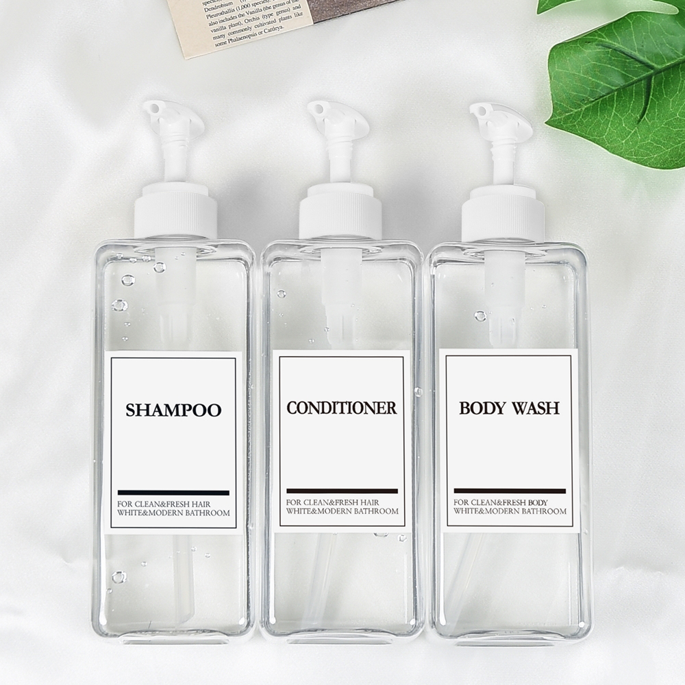 샴푸통 세제 디스펜서 욕실 3종 샴푸디스펜서 800ml 골드펌프 영문 리필용기 3set 이미지 8