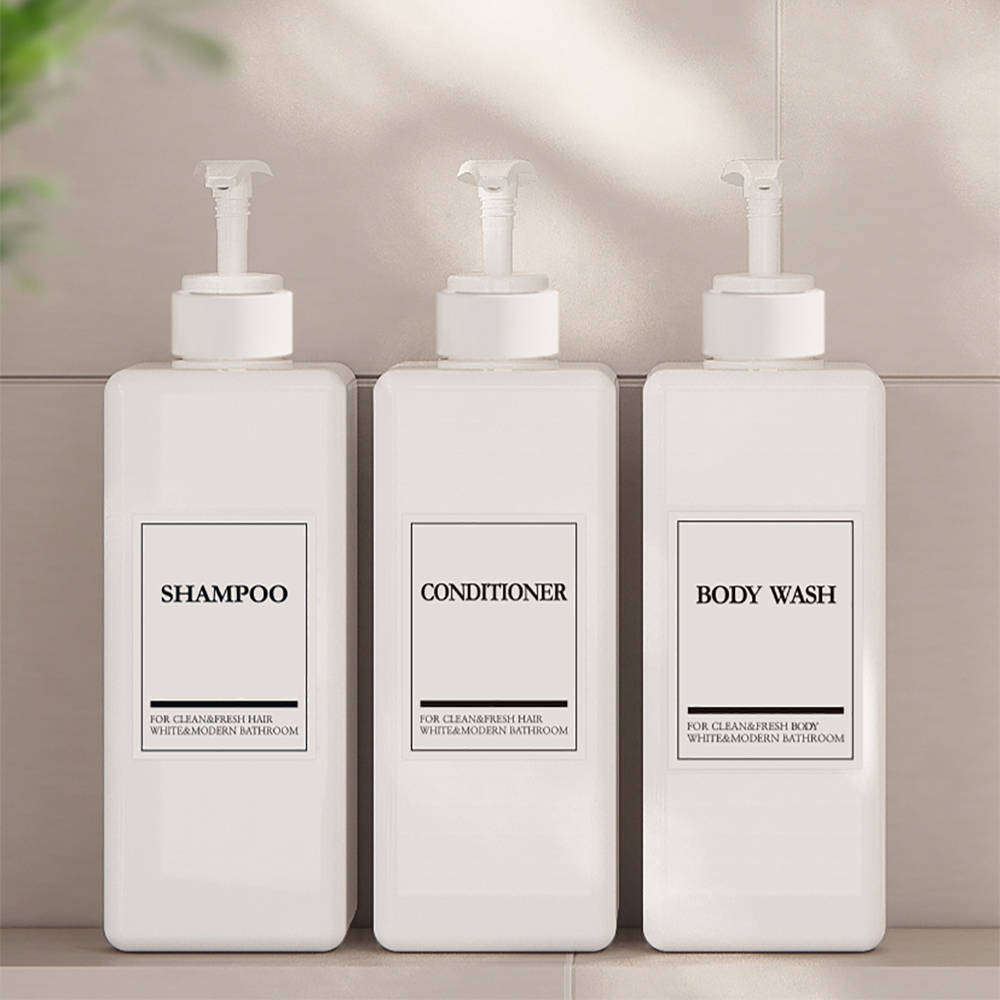 샴푸통 세제 디스펜서 욕실 3종 샴푸디스펜서 800ml 골드펌프 영문 리필용기 3set - 상세 이미지 4