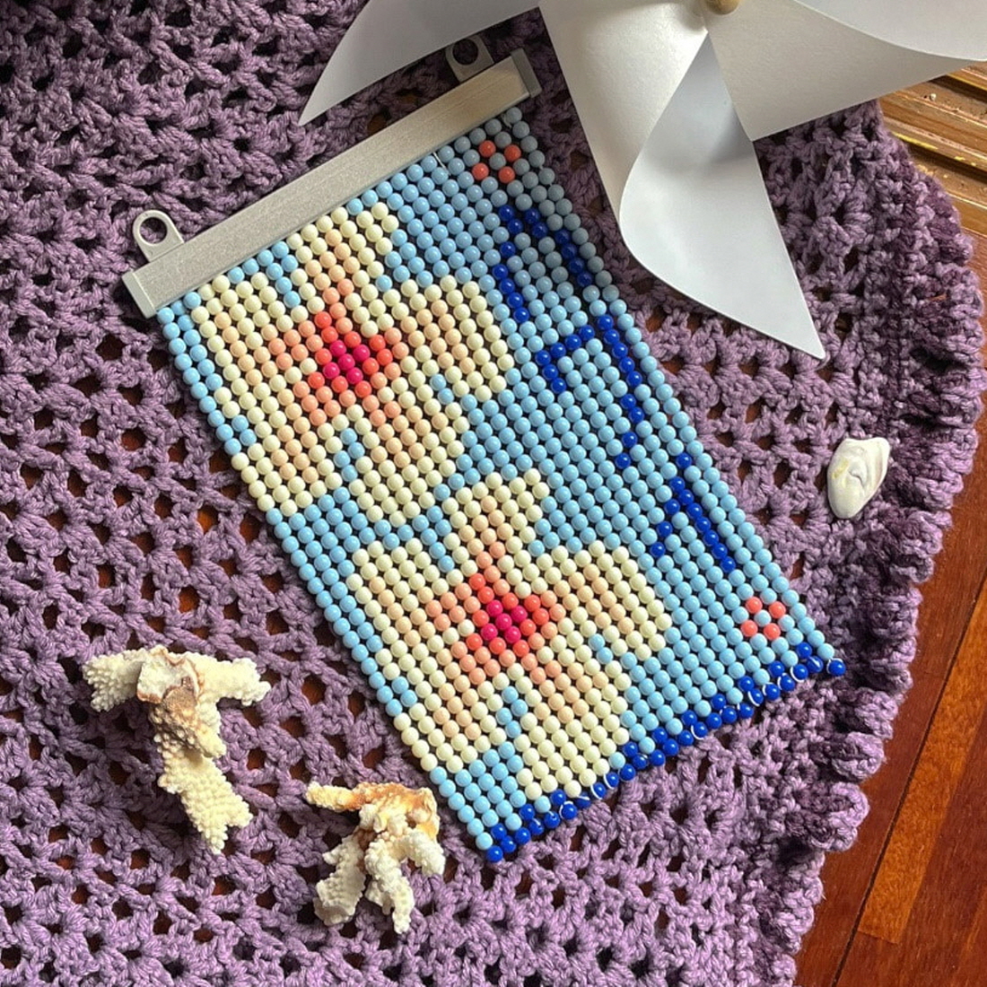 미니 비즈발 만들기 도안 DIY 재료 금붕어 어항 토마토 딸기 체리 네잎클로버 키트