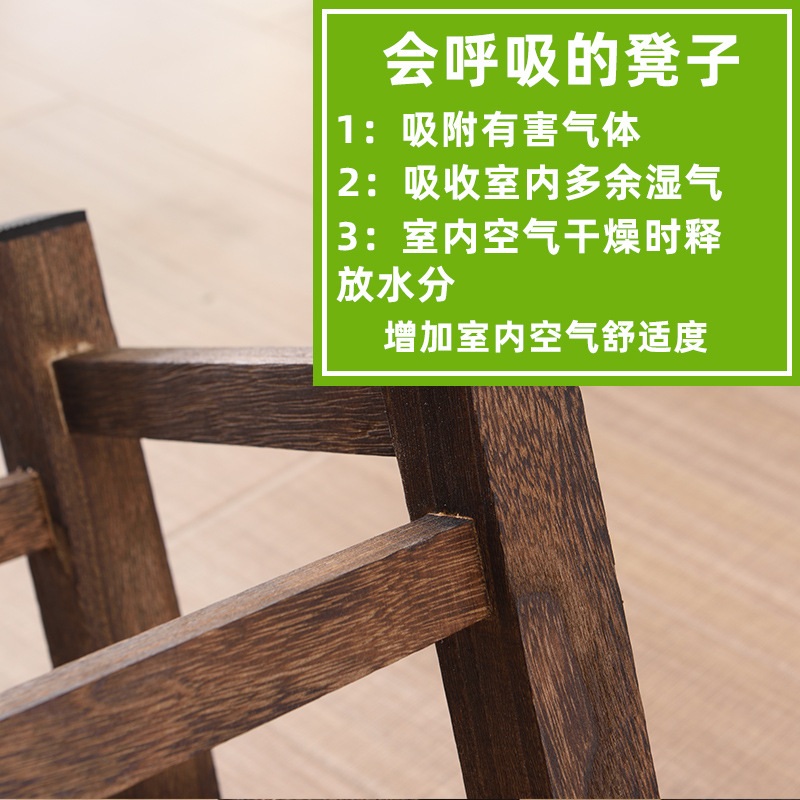 사각스툴 단단한 나무 벤치 거실 선반 원목 인테리어  로그 직선 26X26X25CM - 상세 이미지 4