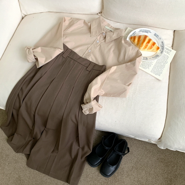 💖50%할인💖[2단기장/뒷밴딩!] 메이레빈 플리츠 핀턱 밴딩 봄 플레어 치마 A라인 롱 스커트(하객룩/새학기/깔끔/정장) 상세 이미지 58