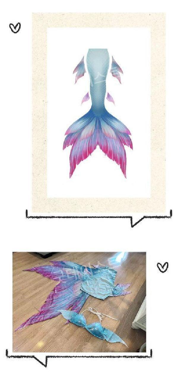 머메이드 아웃핏 인어공주 다이빙 슈트 아쿠아리움 수족관 공연복 Lycra 라이크라 원단 그라데이션 오렌지 그린 S 이미지 6