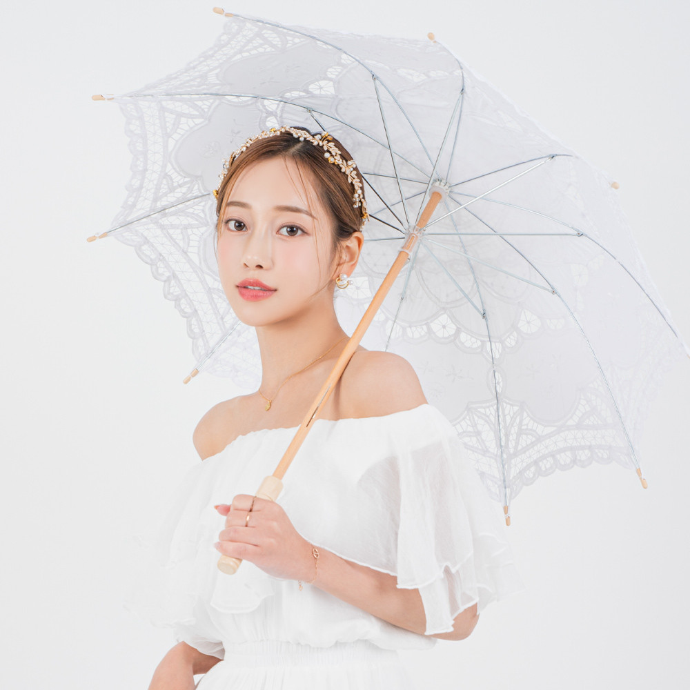 수제 레이스 양산 LPRE07 화이트 베이지 블랙 - 상품 이미지