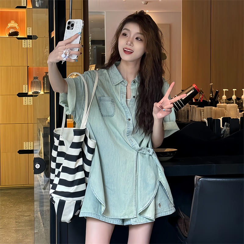 데님 원피스 널널한 핏 투피스 청세트 - 상세 이미지 3