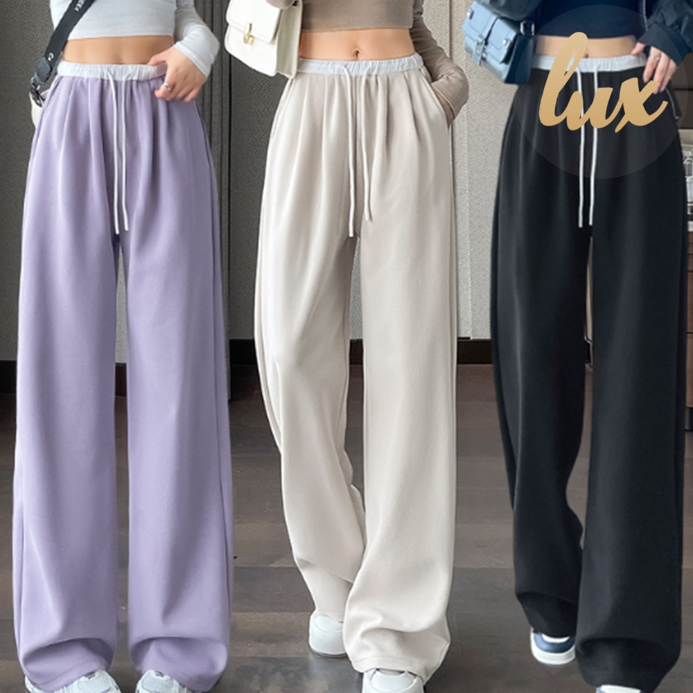 여성 트레이닝 팬츠 칼라 일자핏 루즈 스웻팬츠 - 상품 이미지