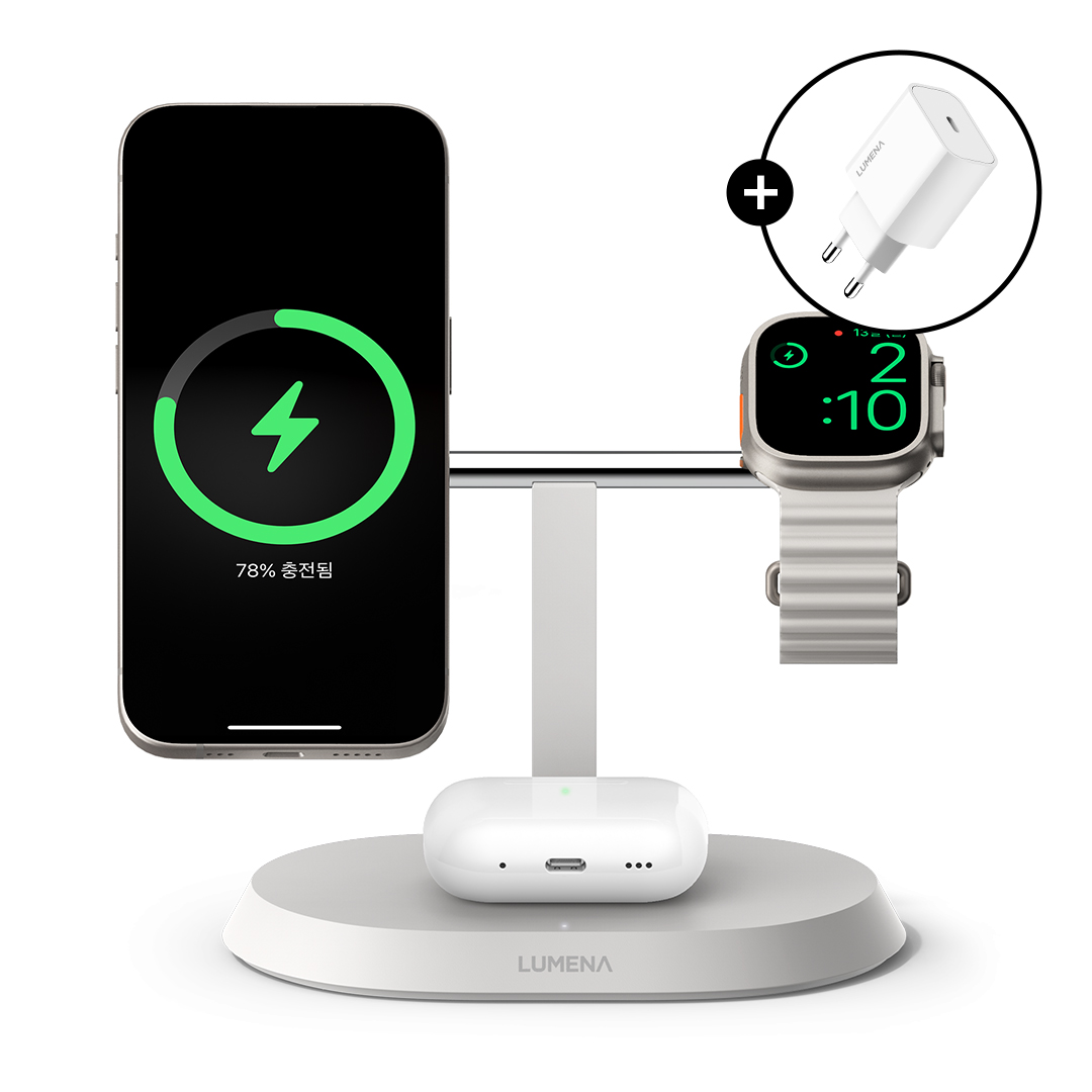 루메나 3in1 맥세이프 15W 무선충전기 STATION