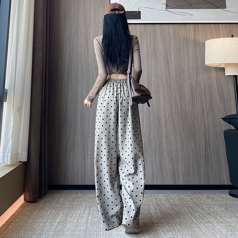 도트 바지 폴카 와이드핏 편한 허리까지오는 팬츠 - 상세 이미지 5