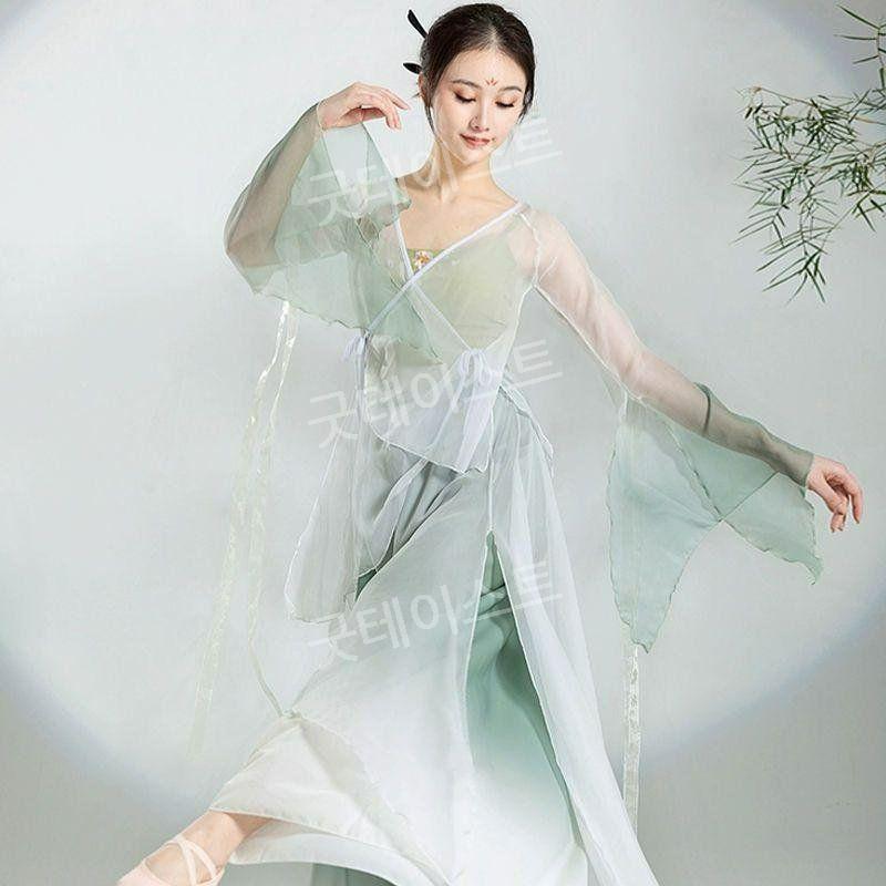 워십복 드레스 워십의상 공연복 쉬폰 고전무용 몸찬양 상의 하의 그라데이션 퍼플 탑(나시제외) 2XL  65-70kg 권장 - 상품 이미지