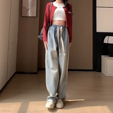 청바지 허리밴딩 하이웨스트 와이드 데님팬츠 이미지 6