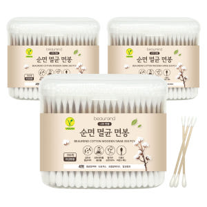 뷰렌드 비건 순면 멸균 나무 면봉 350개입 X 3개 (면봉 케이스 포함... 솔직 후기 | 피부 타입별 분석 - 상품 이미지 3