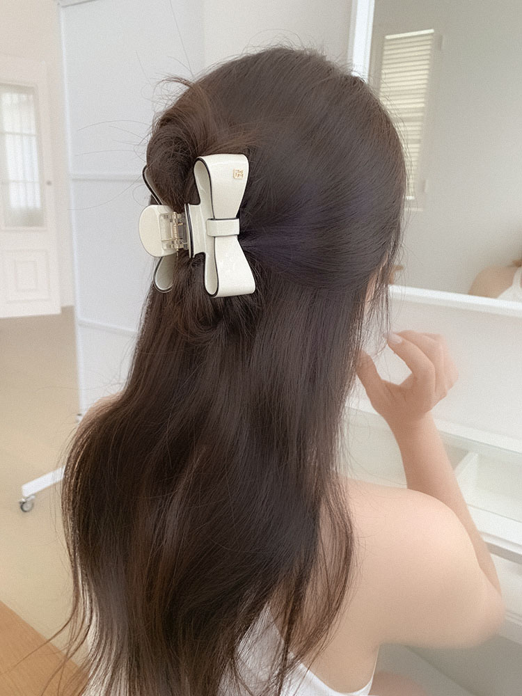셀프러브 드뮤어 리본 헤어클로 - 여성 아세테이트 투톤 배색 반묶음집게핀 반머리헤어핀 - 상세 이미지 3