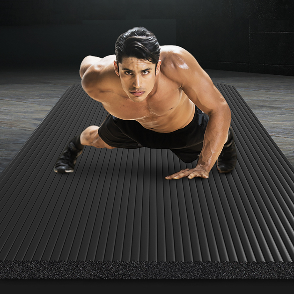 살림살림 NBR 텍티컬 블랙 와이드 요가매트 200x90cm 15mm - 상세 이미지 4