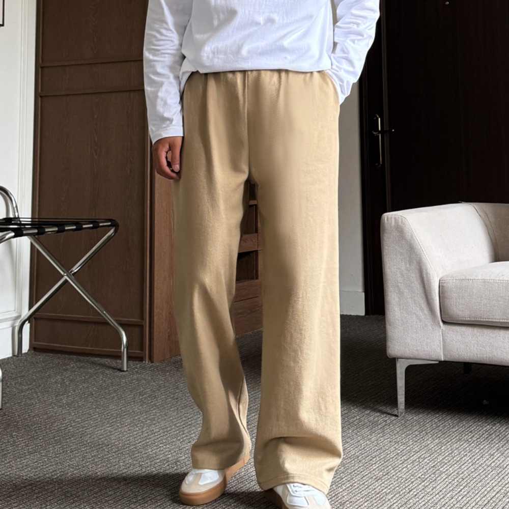 남자 아코 봄 가을 사계절 밴딩 와이드 면바지 - 상세 이미지 4