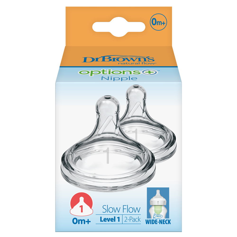 forBaby 닥터브라운 / 와이드넥 꼭지 젖꼭지 트윈팩 - 1단계 (1-3개월)