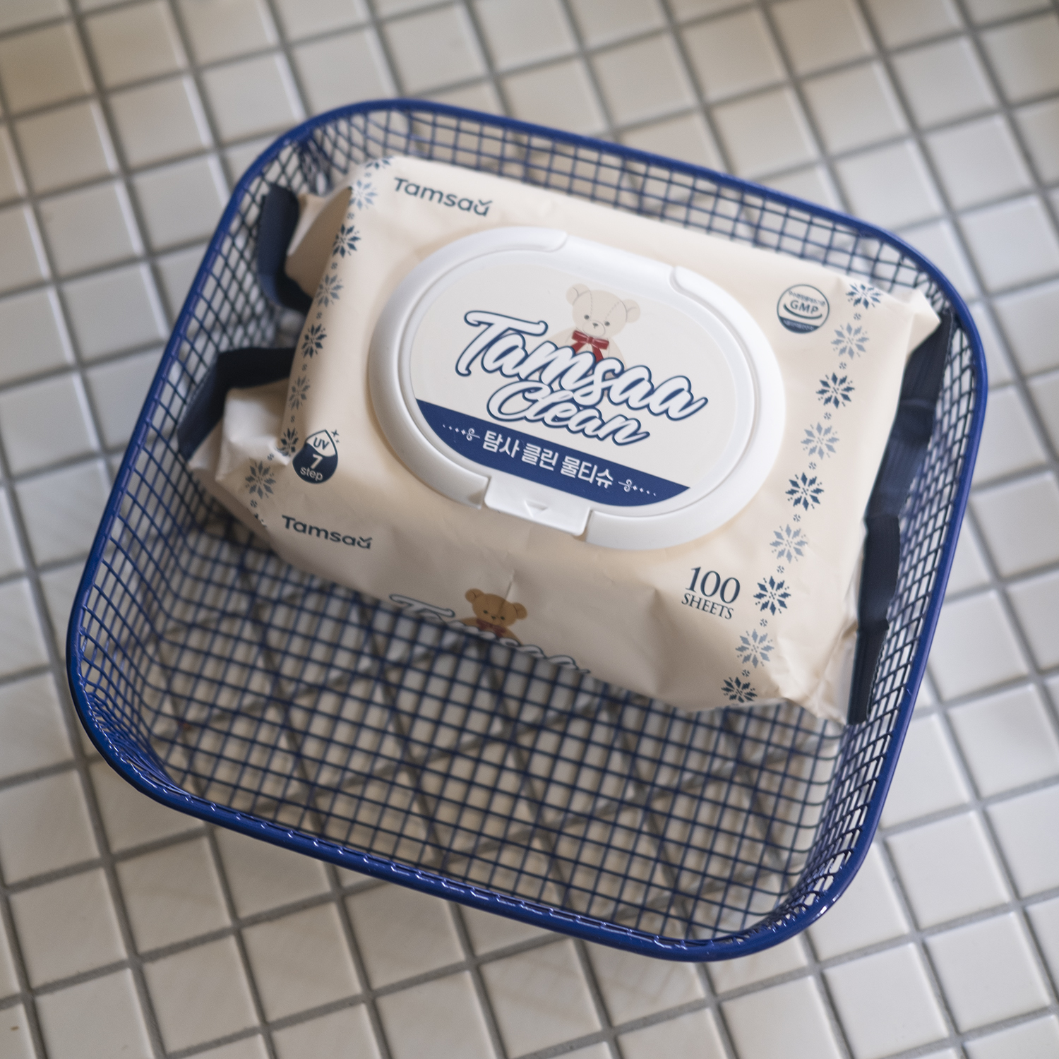 레트로 파스텔톤 철제 바스켓 정사각 화장품 주방 정리 바구니 인테리어