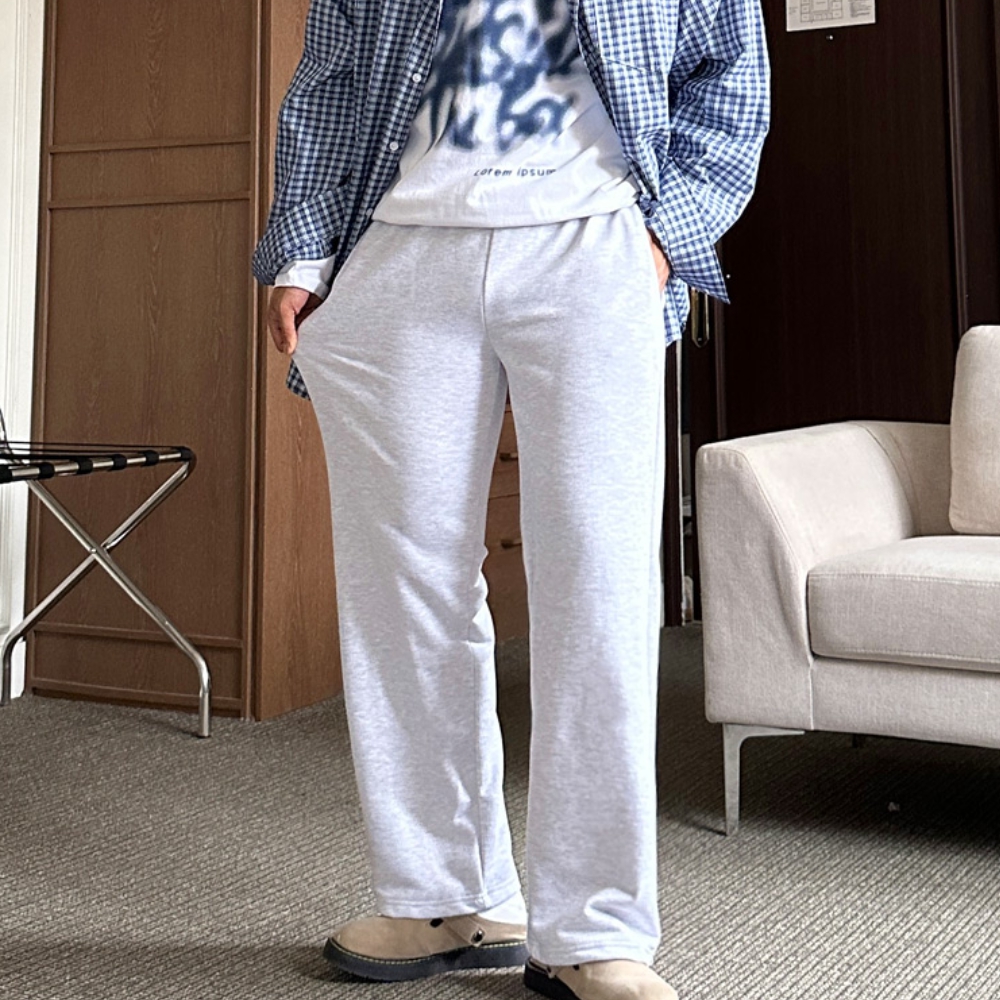 1+1 남자 코레 봄 가을 세미와이드 면 트레이닝팬츠