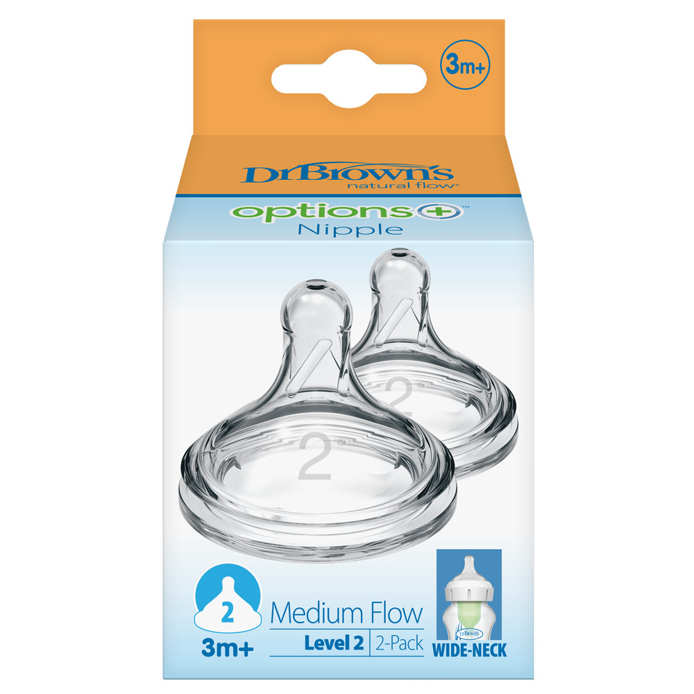 forBaby 닥터브라운 / 와이드넥 꼭지 젖꼭지 트윈팩 - 2단계 (3~6개월) 제품 이미지