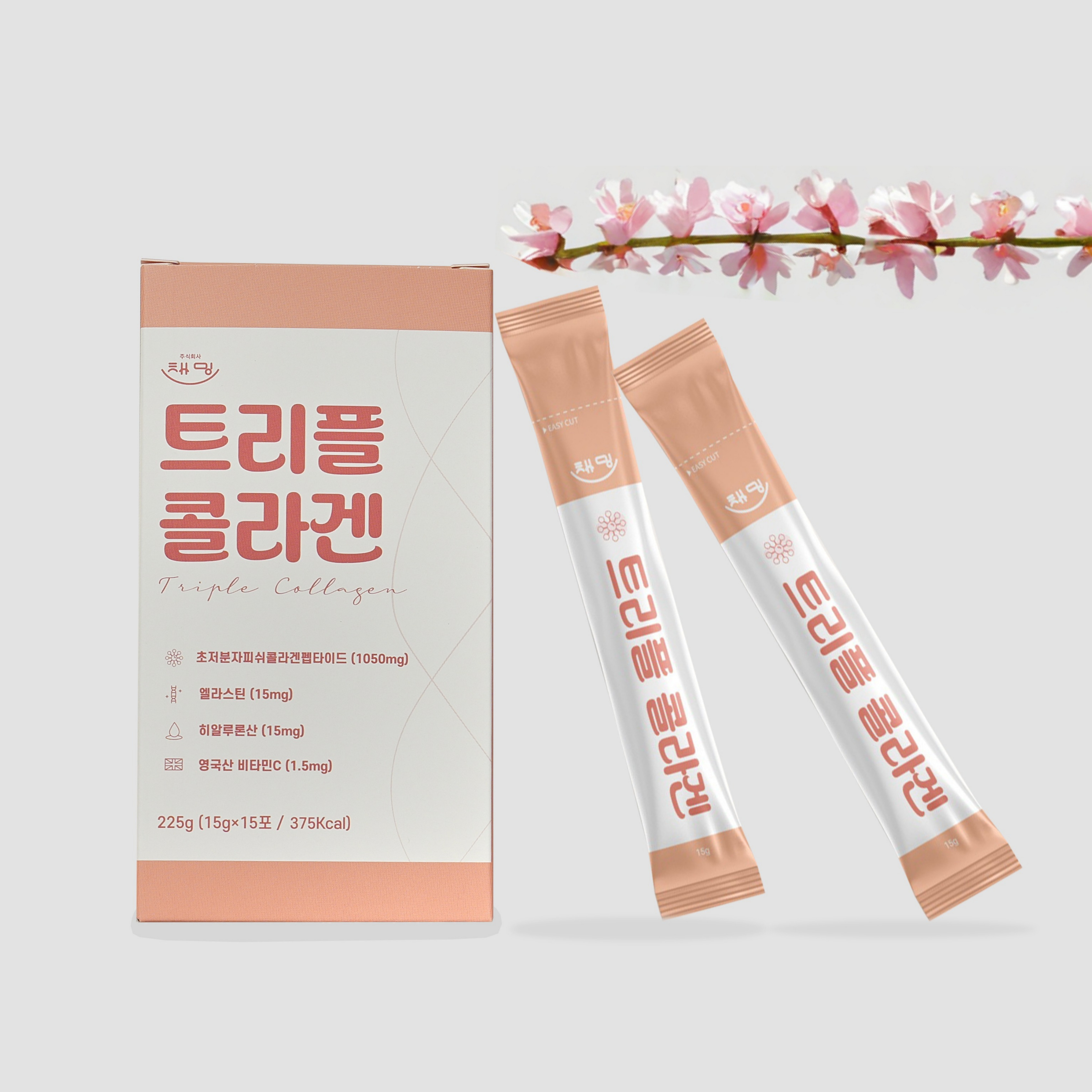 채밍 트리플 콜라겐 젤리스틱 15포 복숭아맛 초저분자피쉬콜라겐 - 상품 이미지