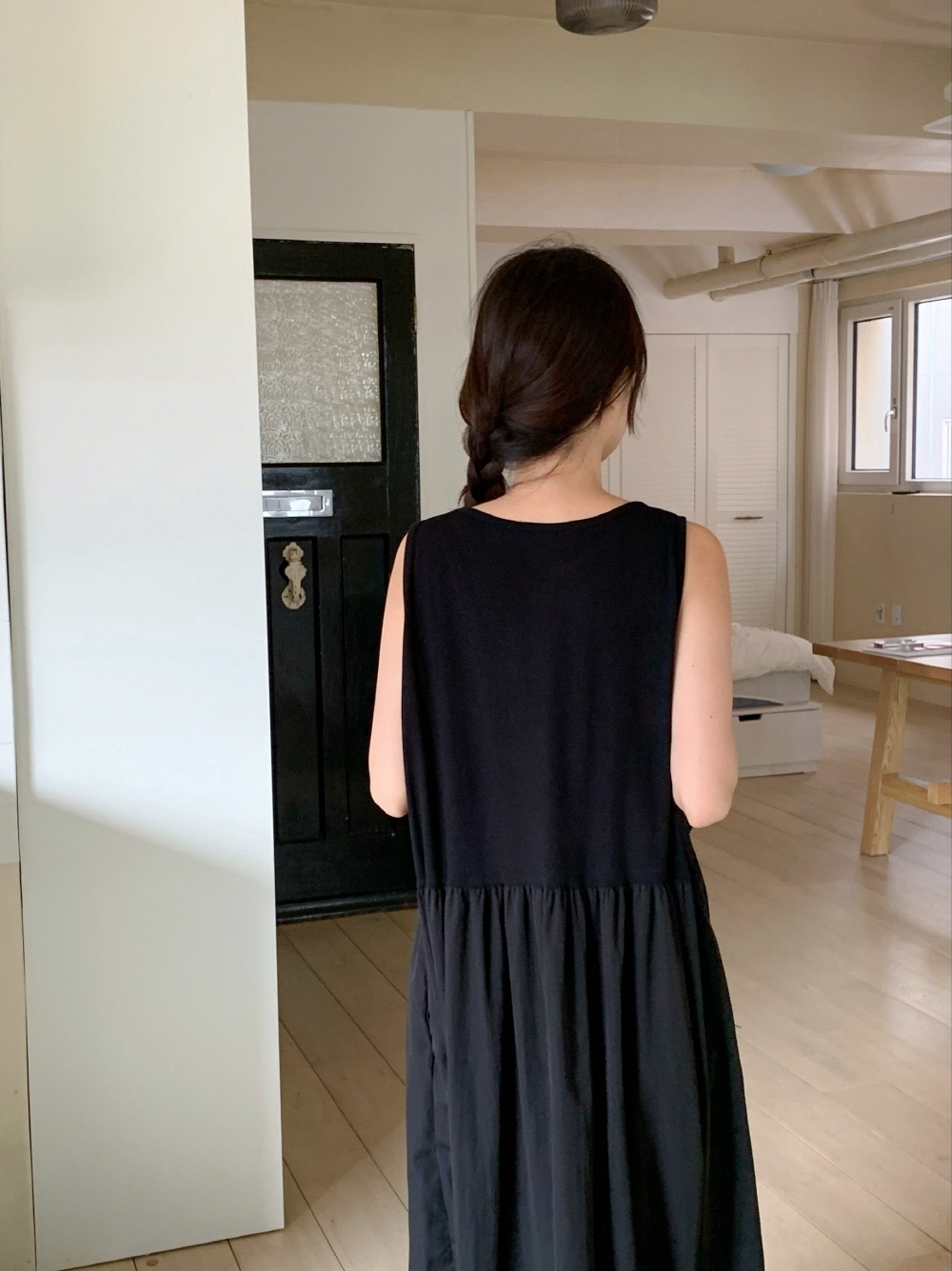 레이어드원피스 빅사이즈 여성 나시 A라인 플레어 롱원피스 이미지 8