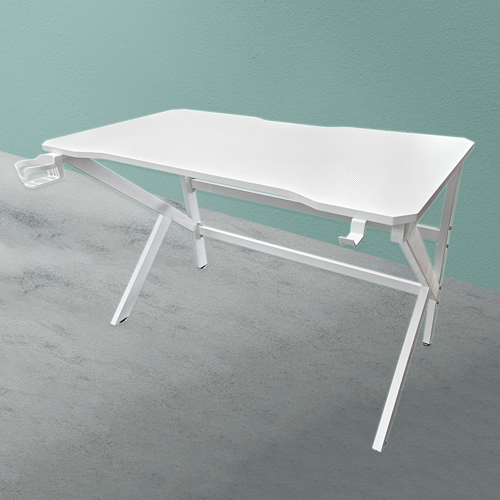 엑소티카 게이밍 책상 철제 1인용 컴퓨터 데스크 K형 화이트 1400 TXW-14674K