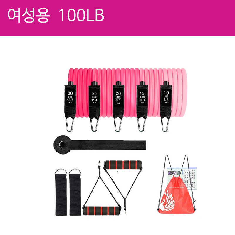 빼다 멀티조합 근력 저항운동 힙업 짐스틱 튜빙밴드 100LB 세트 이미지 6