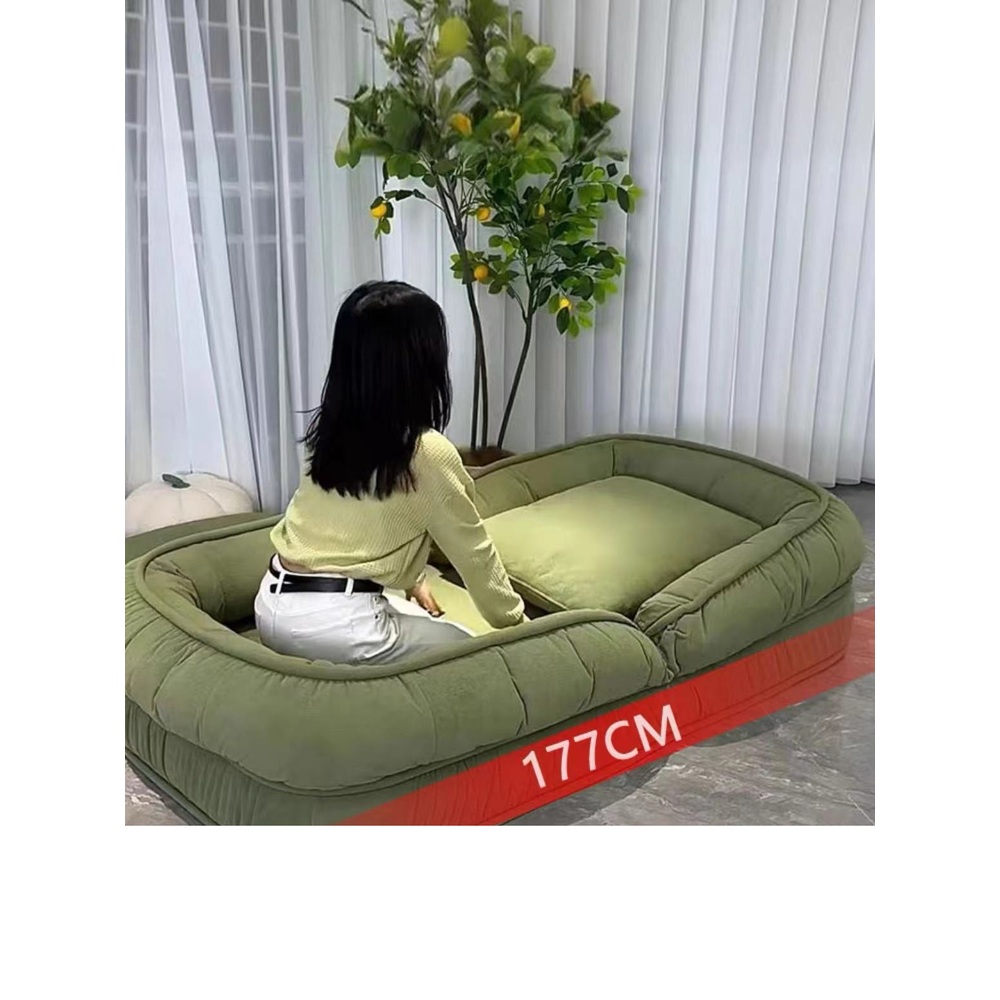 1인소파베드 카우치 생활방수 패브릭 매트리스 집순이 오프화이트 140X94cm - 상품 이미지
