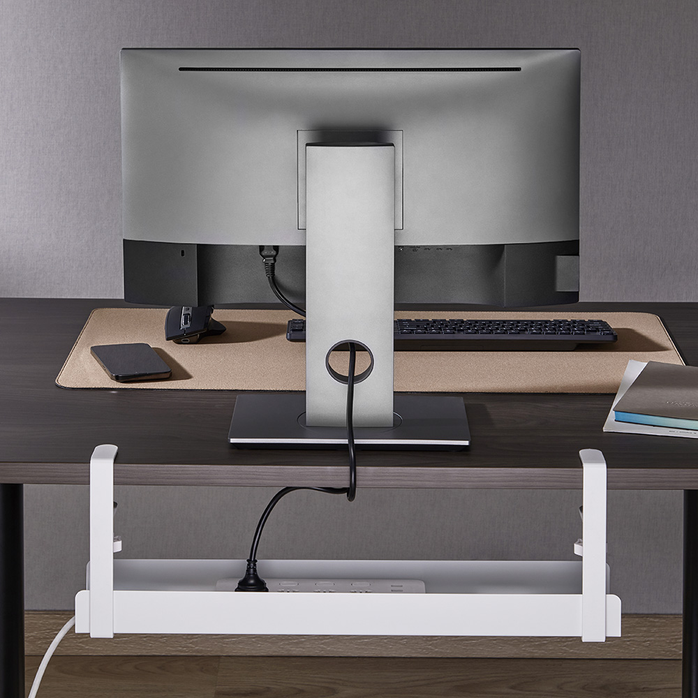 마운트뷰 멀티탭트레이 무타공 책상밑 선반 ㄷ자 책상 미니선반