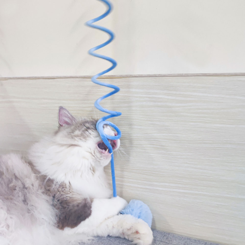 크레용펫 고양이 양모볼 장난감 스프링 낚시대 장난감 - 상품 이미지