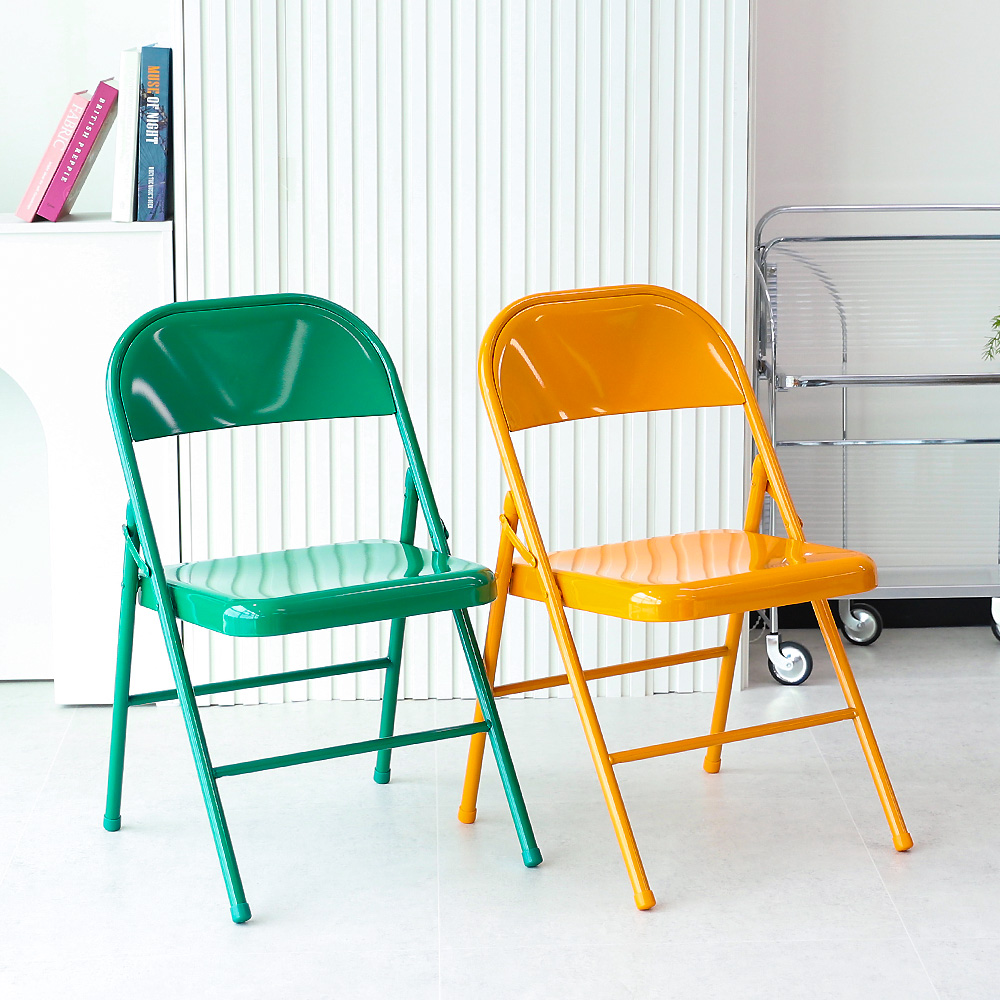 (2개입) 픽스 폴딩체어 교회 학원 철제 접이식 의자