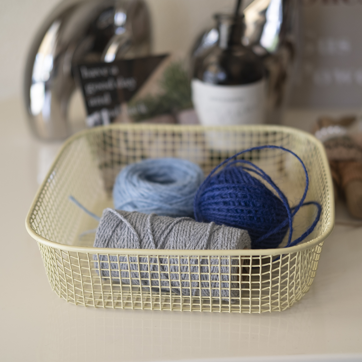 레트로 파스텔톤 철제 바스켓 정사각 화장품 주방 정리 바구니 인테리어