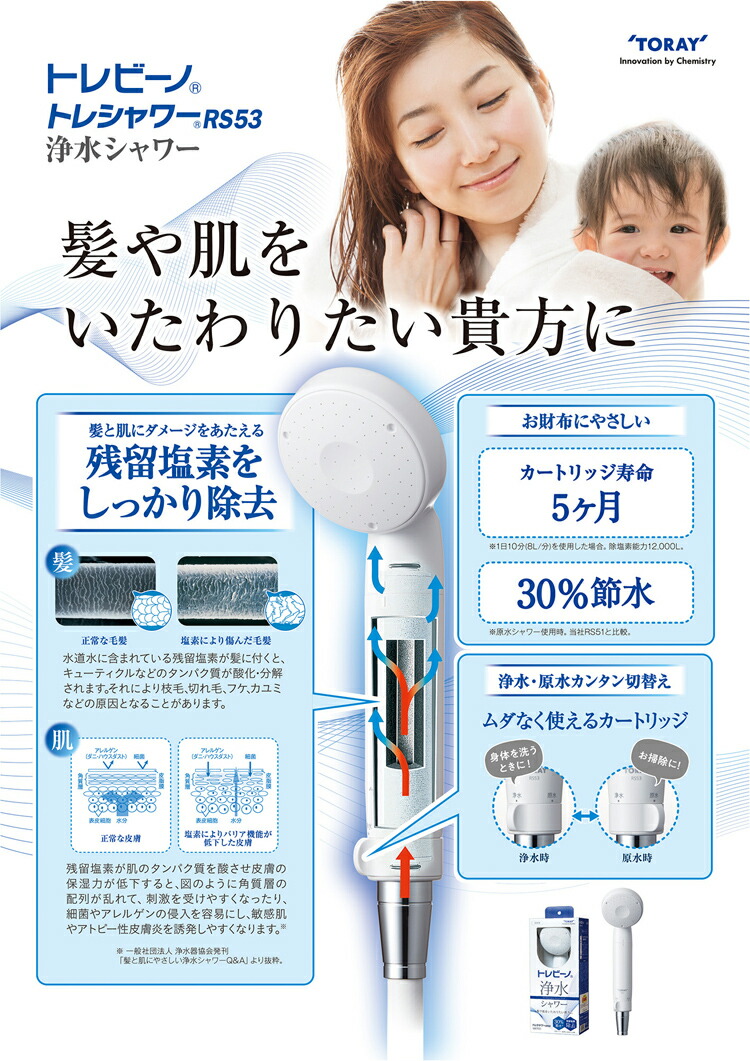 토레이 TORAY 토레비노 정수 샤워헤드 염소제거 샤워기 RS53 - 상세 이미지 3
