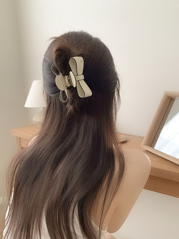 셀프러브 드뮤어 리본 헤어클로 - 여성 아세테이트 투톤 배색 반묶음집게핀 반머리헤어핀 - 상세 이미지 5