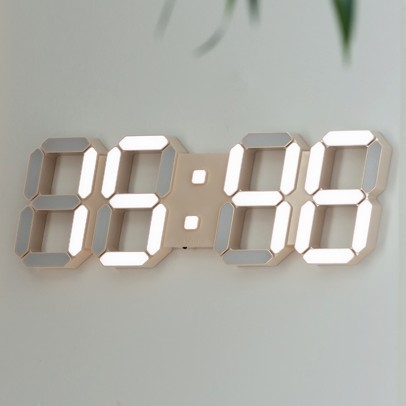 플라이토 무선 LED 벽시계 인테리어 거실 무소음 디지털 전자 벽걸이시계 하이브리드