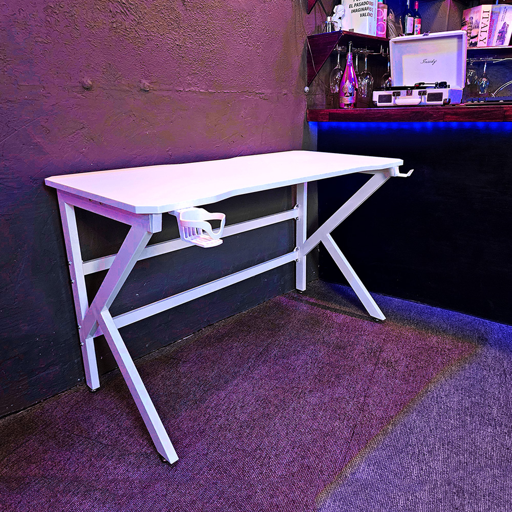 엑소티카 게이밍 책상 철제 1인용 컴퓨터 데스크 K형 화이트 800 TXW-8674K