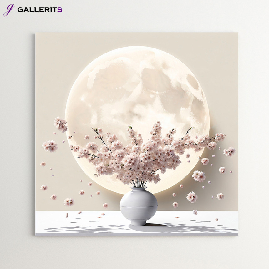 벚꽃 달항아리 인테리어 그림 꽃 거실 액자 돈들어오는그림 개업선물 소형 사진 1