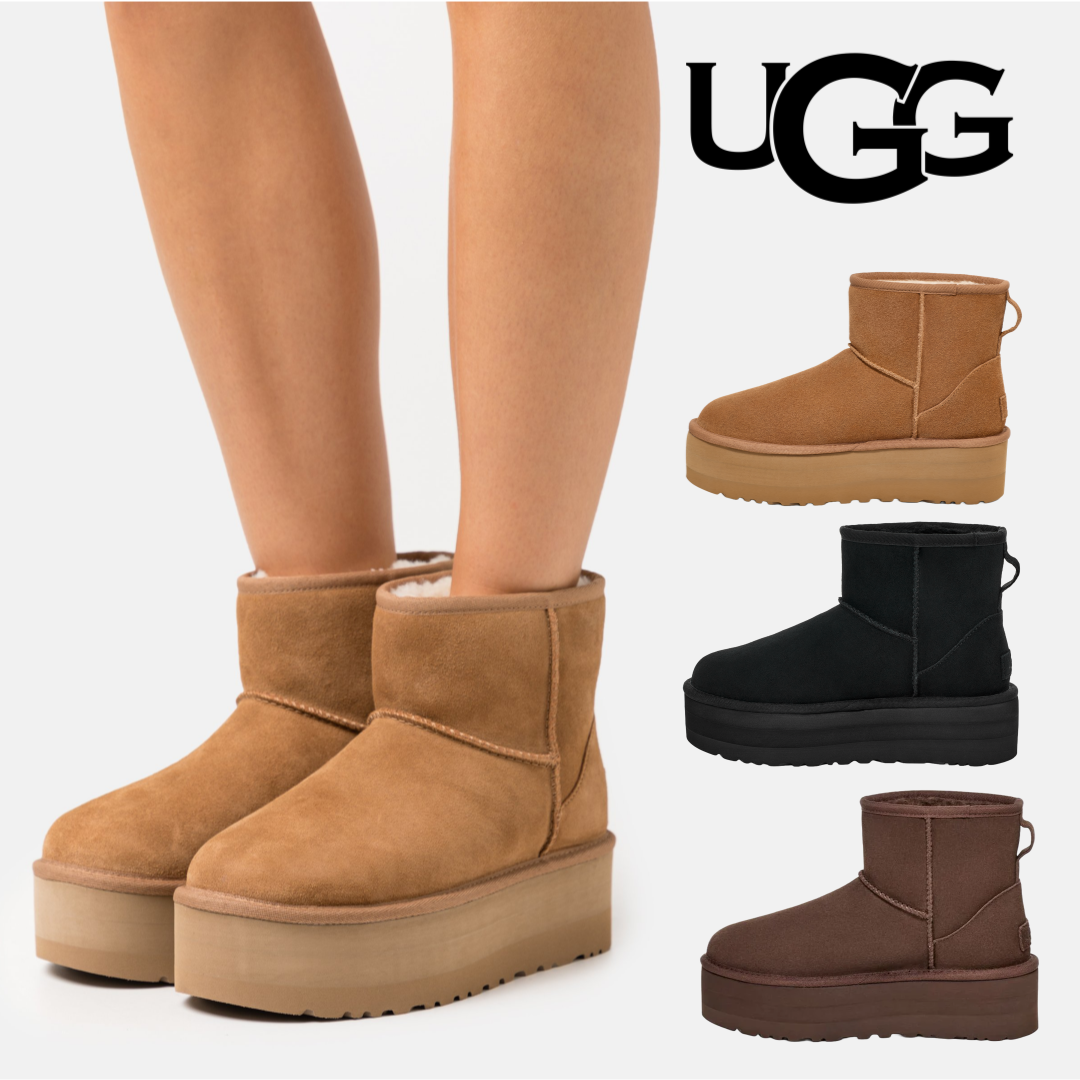 어그 클래식 미니 플랫폼 체스넛 블랙 여성 빅키즈 키높이 부츠 UGG 미국 - 메인 이미지